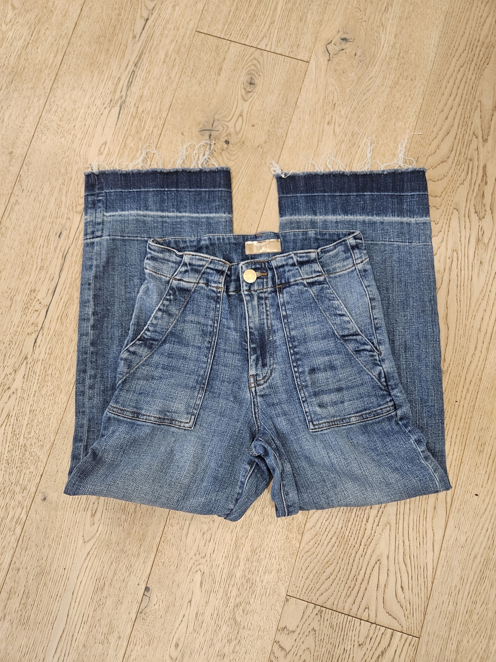 KUT from the Kloth Ashton Wide Leg Utility Jeans with Raw Release Hem